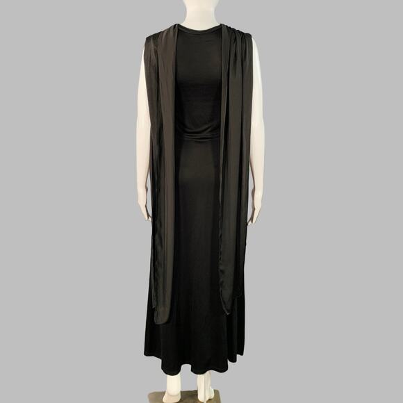 SANDRO Size S Black Viscose Blend Sleeveless Wrap Maxi Dress - Picture 4 of 9